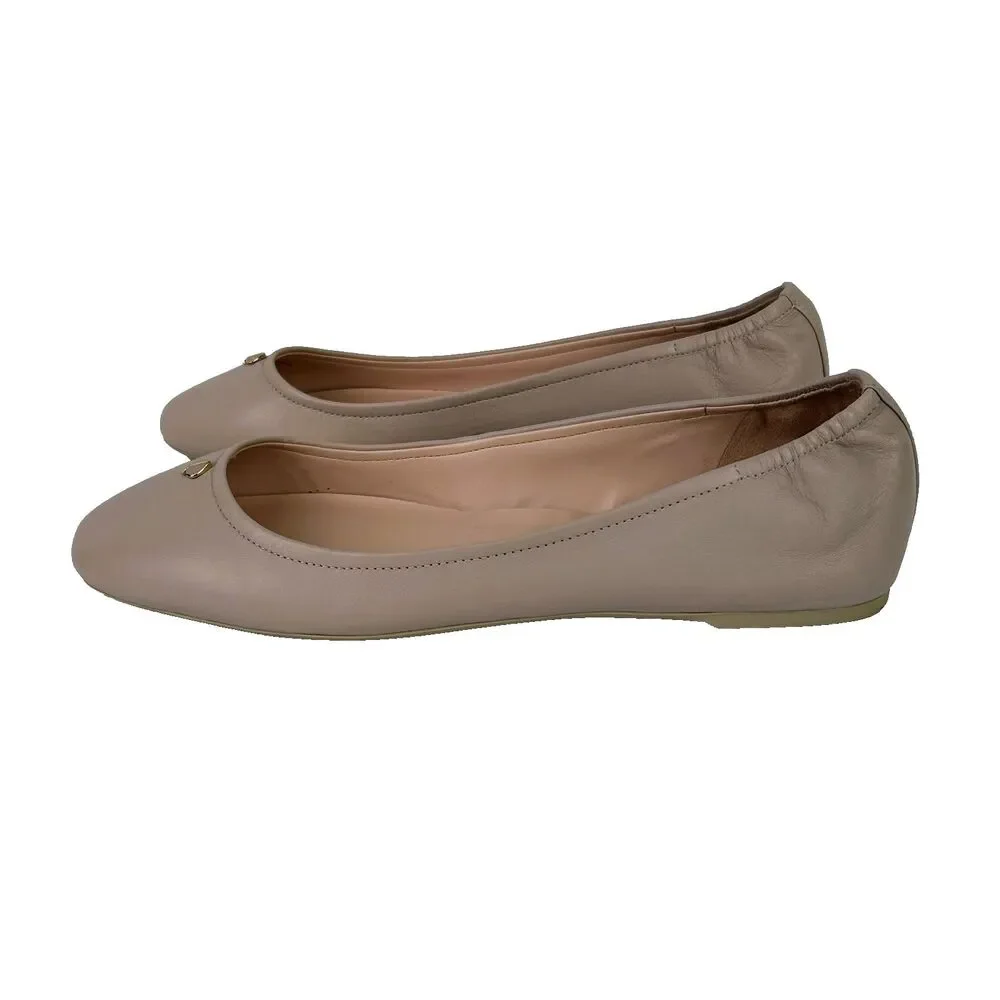 Kate Spade Keaton Ballet Flats Nude Pink Leather Slip on Shoes Neutral Women 8.5